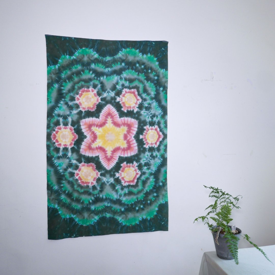 芒星 曼陀罗挂布/ 瑜珈 静心 冥想 /职人手工渲染 只有一件 - 墙贴/壁贴 - 棉 绿色