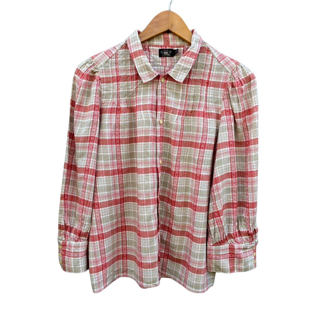 RRL by RALPH LAUREN 粉白格纹棉混纺衬衫 - 女装衬衫 - 棉 粉红色