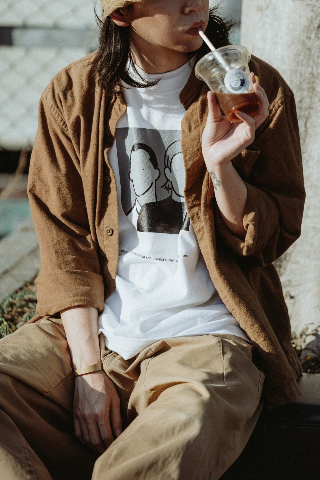 【Rooo Lou × MIDWAY】Oversize 设计 T-shirt　白色 - 中性连帽卫衣/T 恤 - 棉 白色
