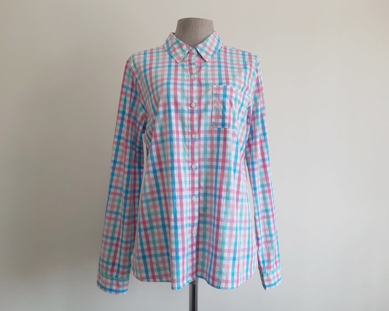 CROFT & BARROW 复古蓝粉格纹衬衫 女 长袖 衬衫 M 号 - 女装上衣 - 其他材质 多色