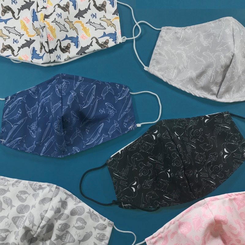 海洋生物系列 印花布口罩 六件套组 - 口罩 - 聚酯纤维 多色