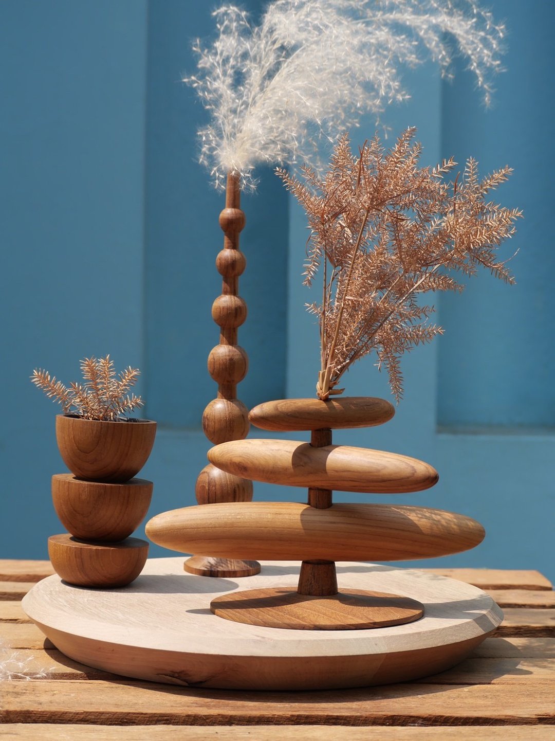 Wood vase (in set of 3) - 摆饰 - 木头 