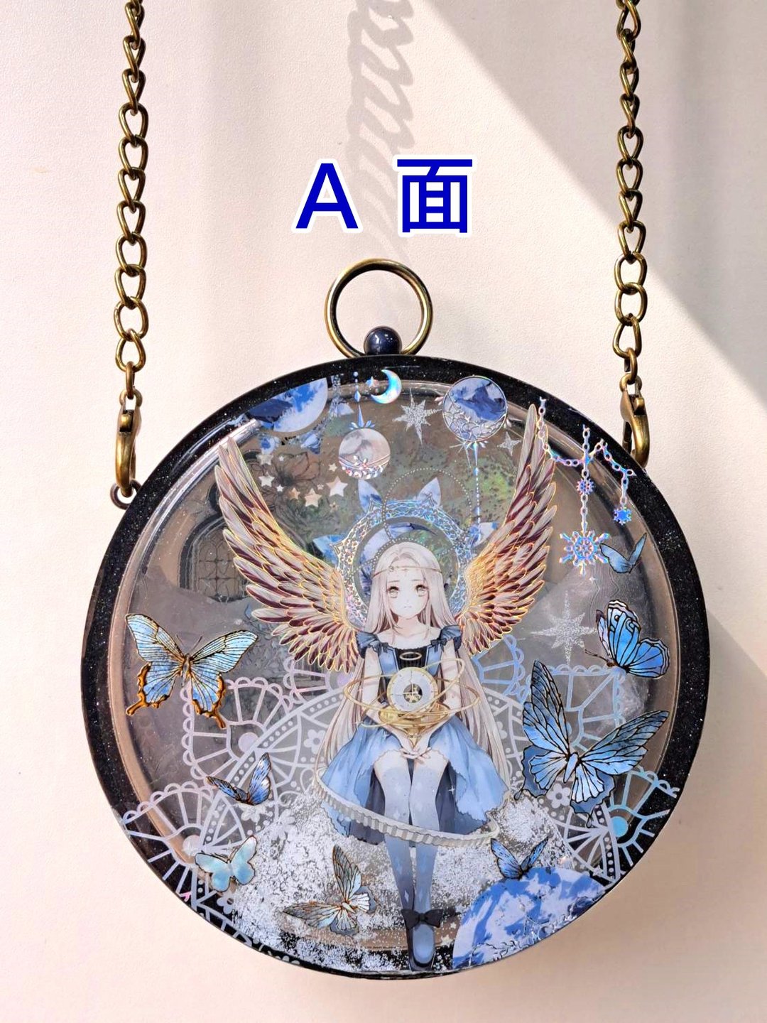 【蝴蝶星球】水晶盒口金包 ~含古铜长背链 - 侧背包/斜挎包 - 其他材质 灰色