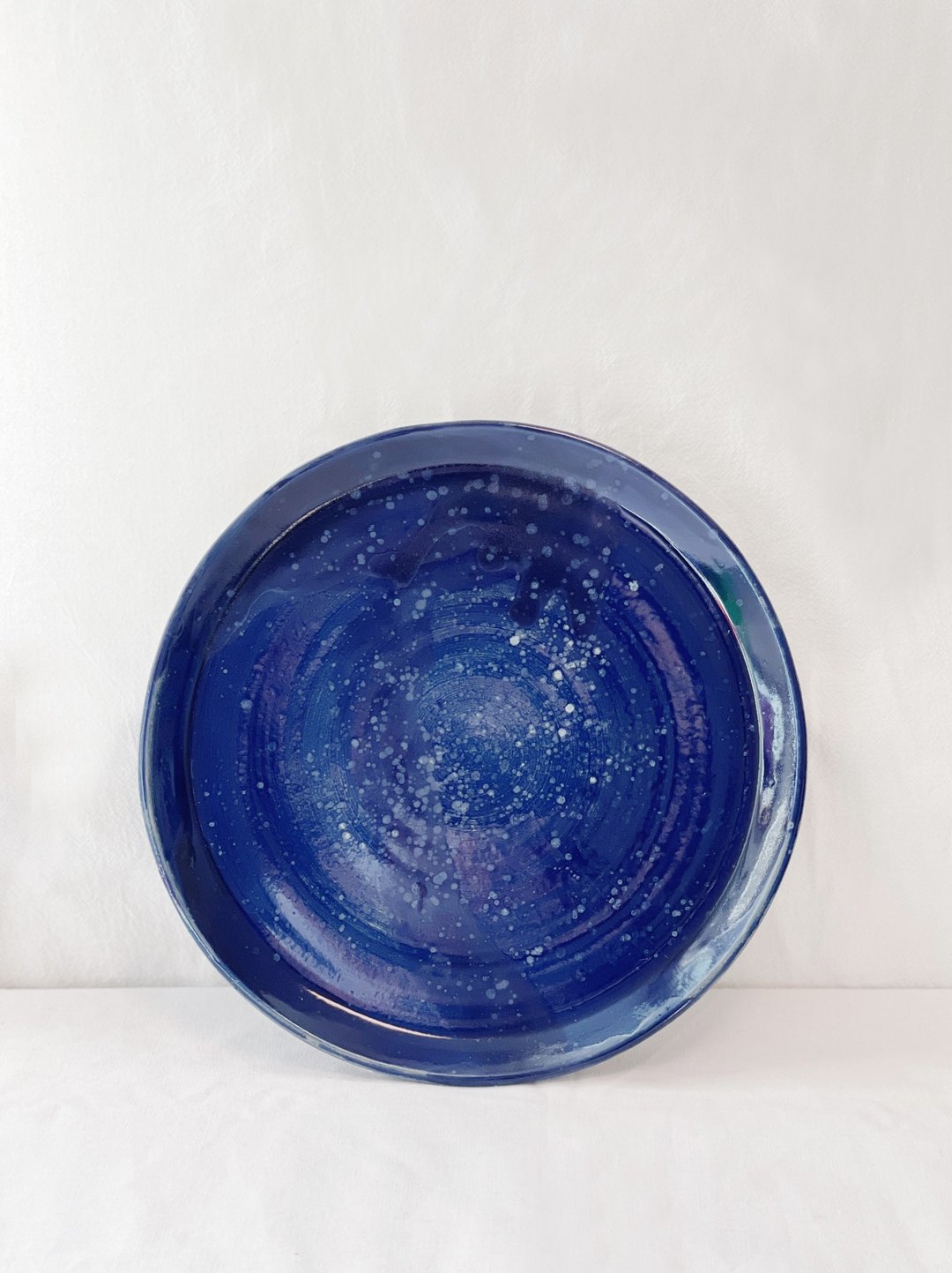 陶瓷手工 | 蓝色星空大陶碟 23cm - 盘子/餐盘/盘架 - 陶 蓝色