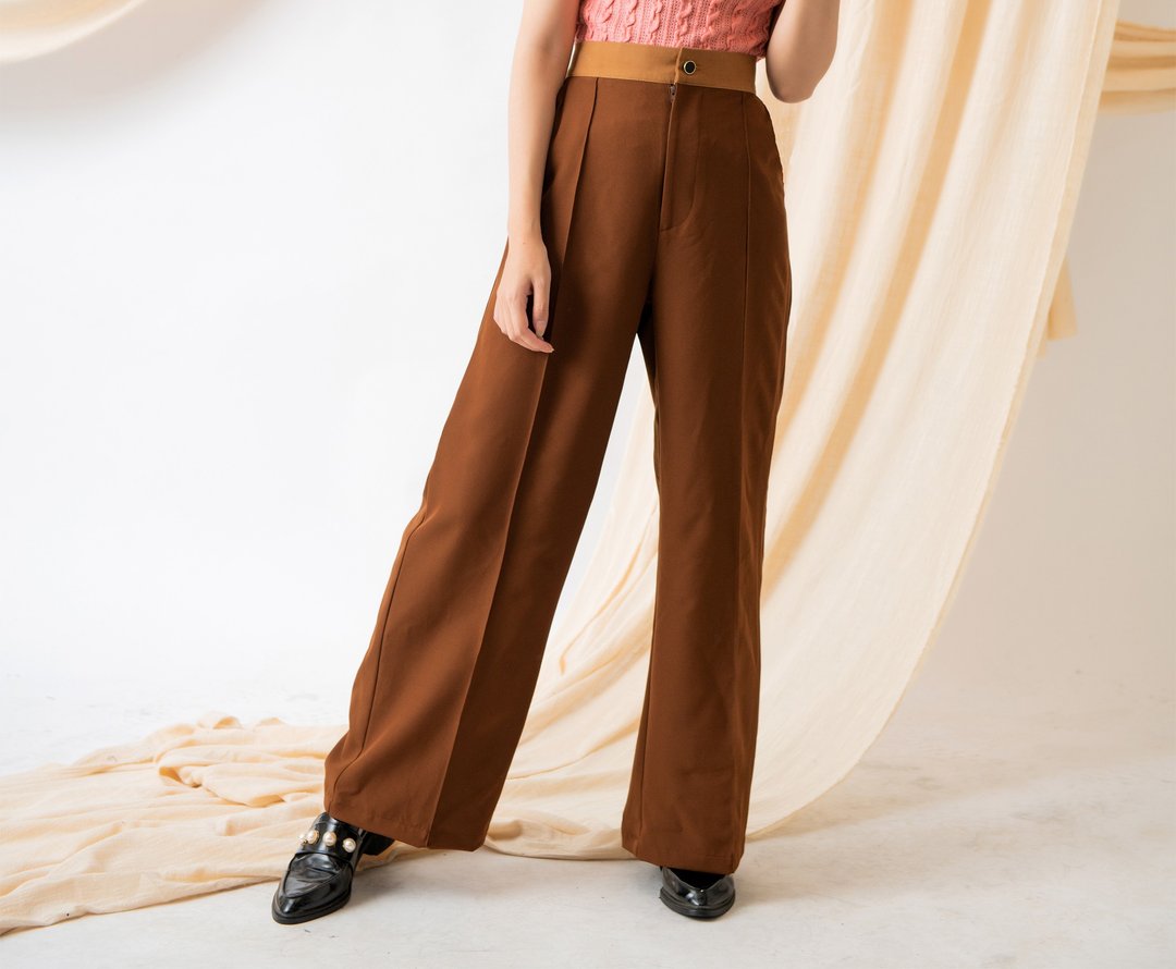 舒活 直筒长裤Hygge High Waisted Pants - 女装长裤 - 聚酯纤维 咖啡色