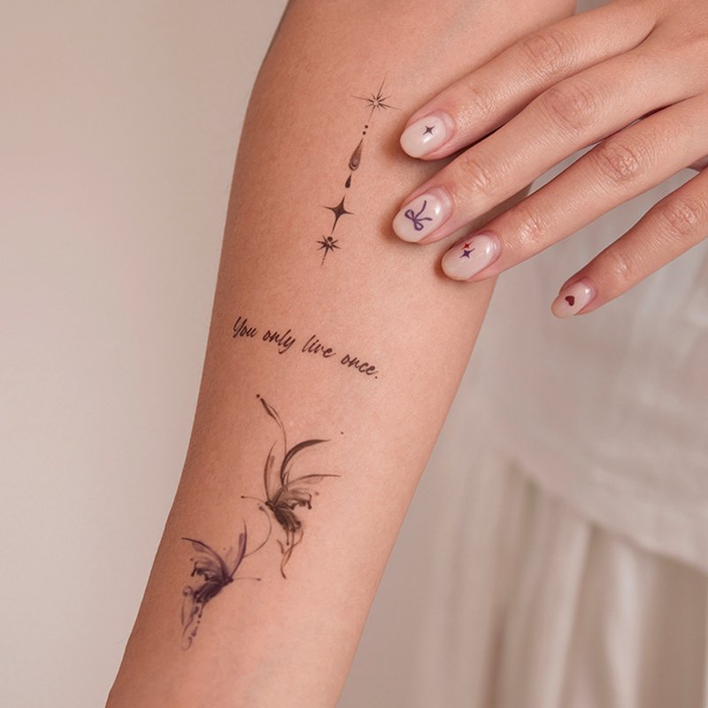 【哑光纹身贴纸】香港设计 | 刮刮纹身贴刺青贴 - 绽放蝴蝶 - 纹身贴 - 其他材质 