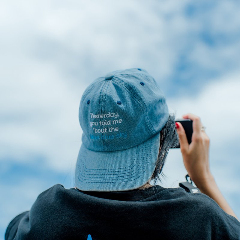 Ouranophile 刺绣棒球帽 (晴空蓝) - 帽子 - 棉．麻 蓝色