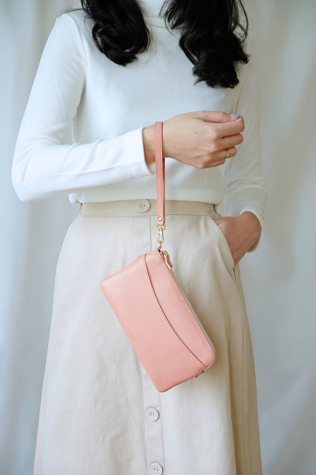 OLIVIA - Clutch/Crossbody Wallet- Misty Rose - 皮夹/钱包 - 真皮 粉红色