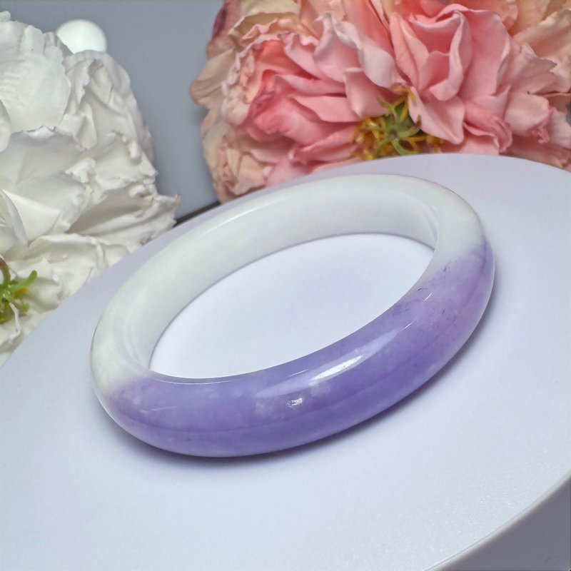 No.215 稀有 和田玉 紫白玉 60MM 手镯 手环 泥鳅背 - 手链/手环 - 玉石 紫色