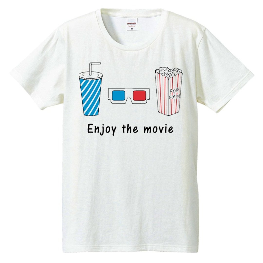 T-shirt / enjoy the movie - 男装上衣/T 恤 - 棉 白色