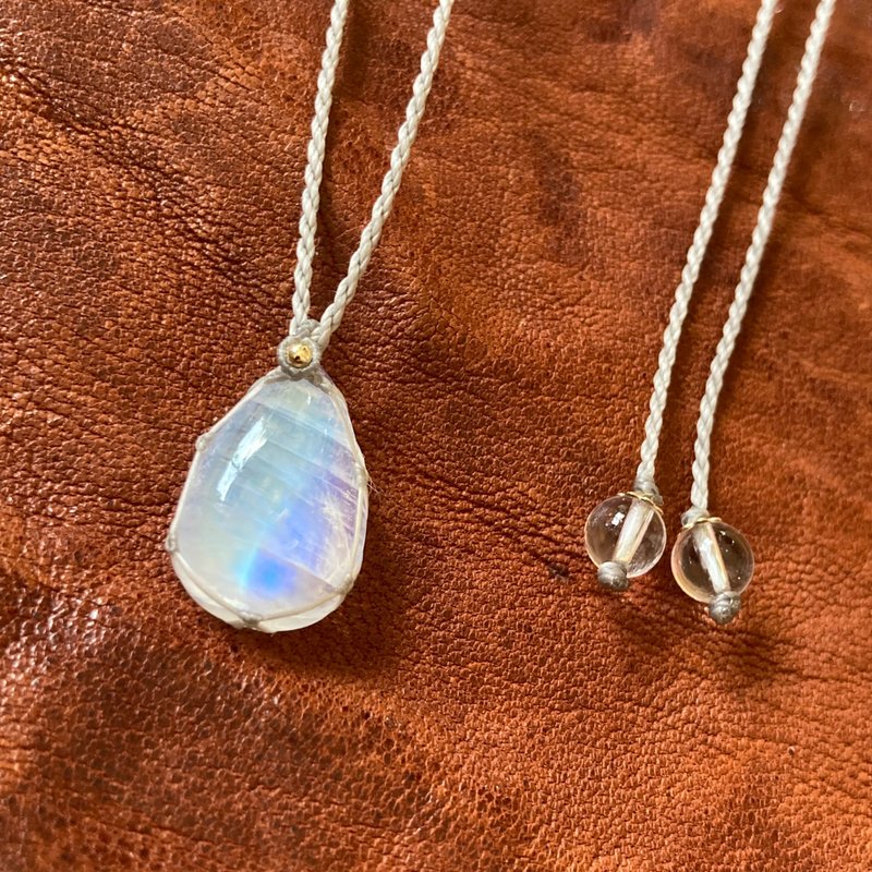 -小小地球-白色拉长石花边项链 - 项链 - 宝石 白色