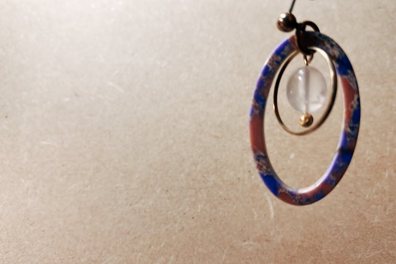 复古粉晶紫色星系耳环 - 耳环/耳夹 - 水晶 紫色