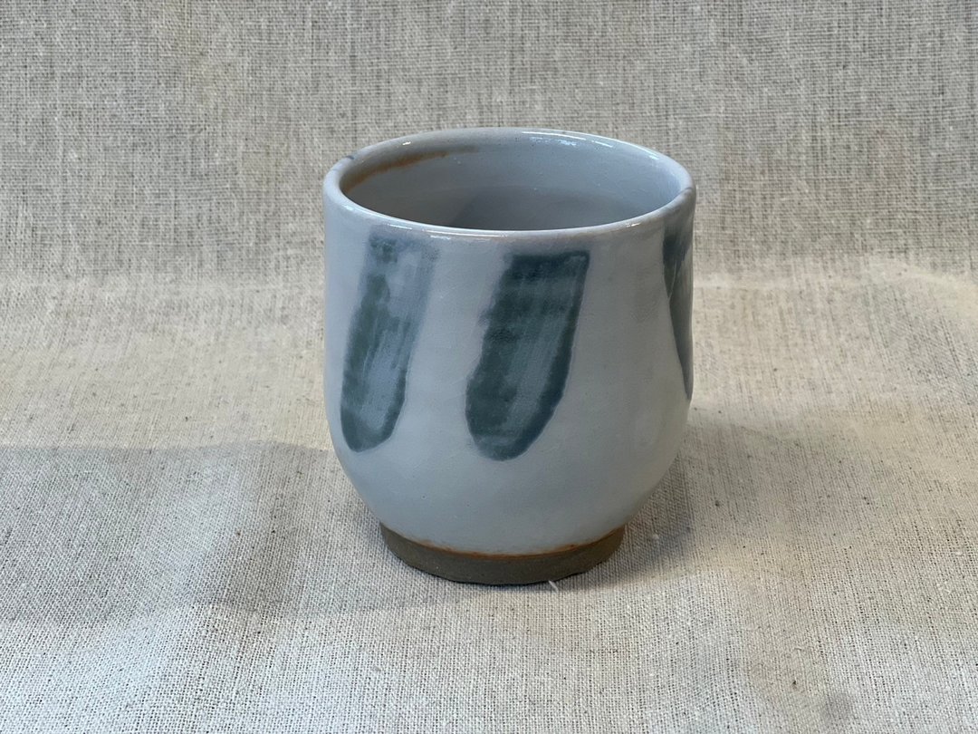 志野孔雀蓝釉茶杯 - 茶具/茶杯 - 陶 白色