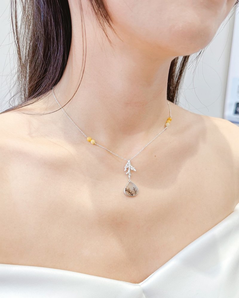 限量|手作925纯银-树枝玛瑙项链| 独一无二小众设计质感饰品 - 项链 - 纯银 多色