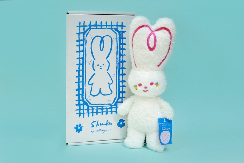 【复活节礼物】Shuku Doll 兔子毛公仔娃娃 | 满月生日情人节 - 玩偶/公仔 - 棉．麻 白色