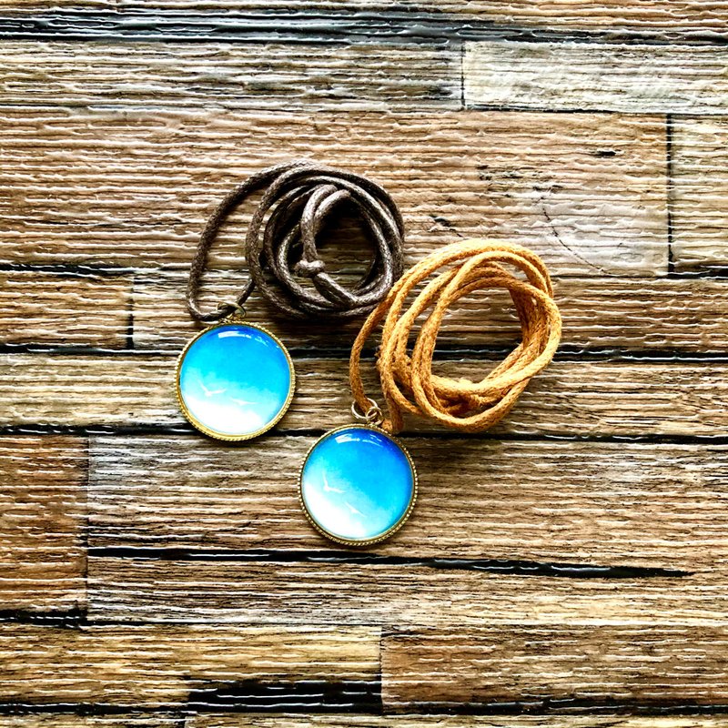 The sky blue pendant, the landscape of the borderline - 项链 - 树脂 蓝色