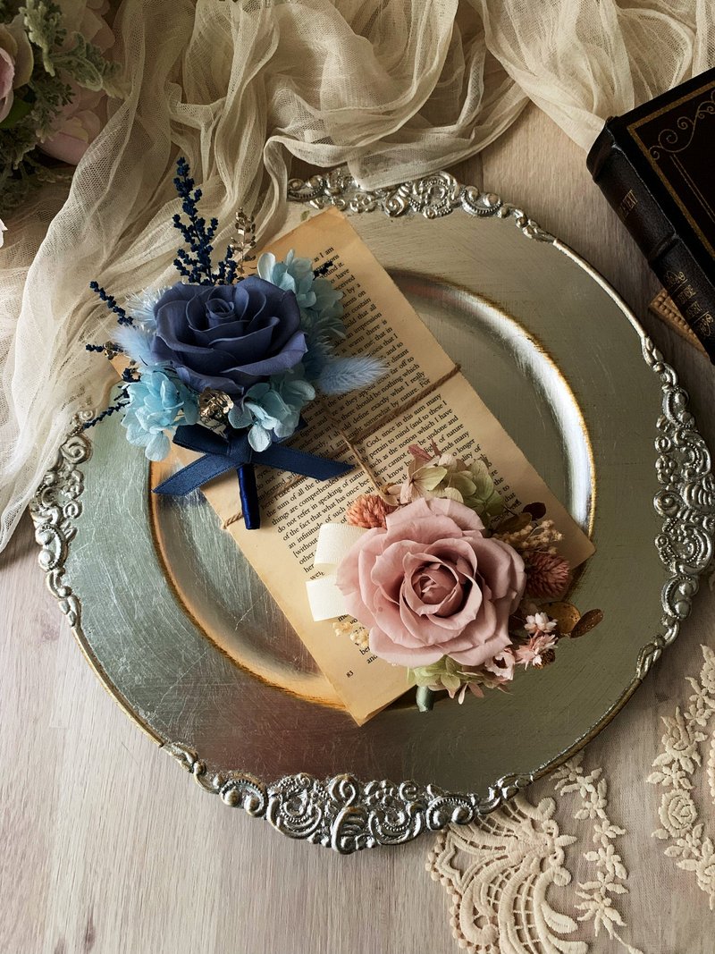 *两种幸福* 永生胸花 婚礼胸花 新娘胸花 新郎胸花 毕业胸花 - 胸花/手腕花 - 植物．花 多色