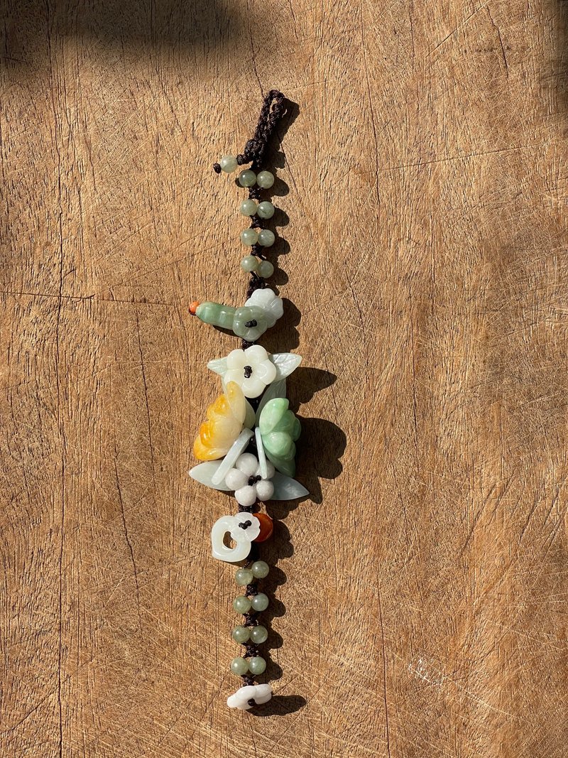 繁花似锦 — 翡翠多彩小件。手作编绳。孤品 - 手链/手环 - 玉石 多色