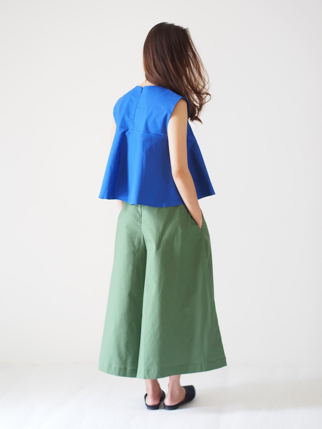 ManiBleu Frill Cotton Top - Cobalt - 女装上衣 - 棉 蓝色