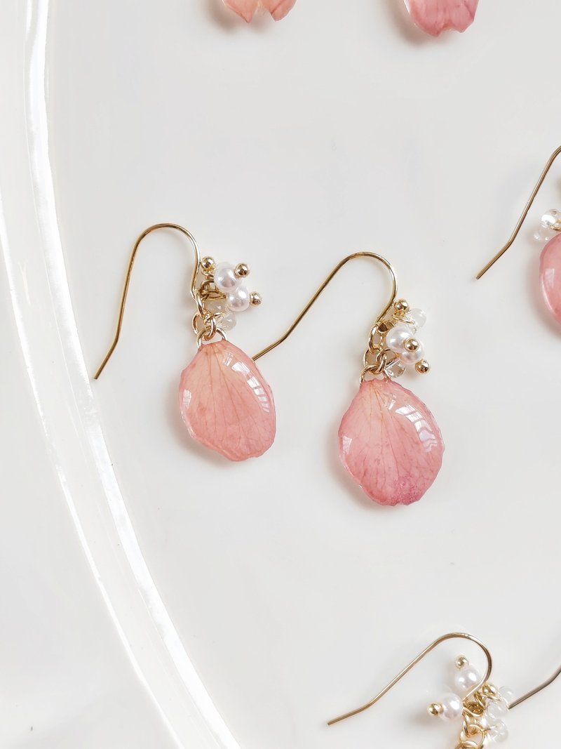 #EA144 遇见樱花 粉色 温柔系耳环 - 耳环/耳夹 - 植物．花 粉红色