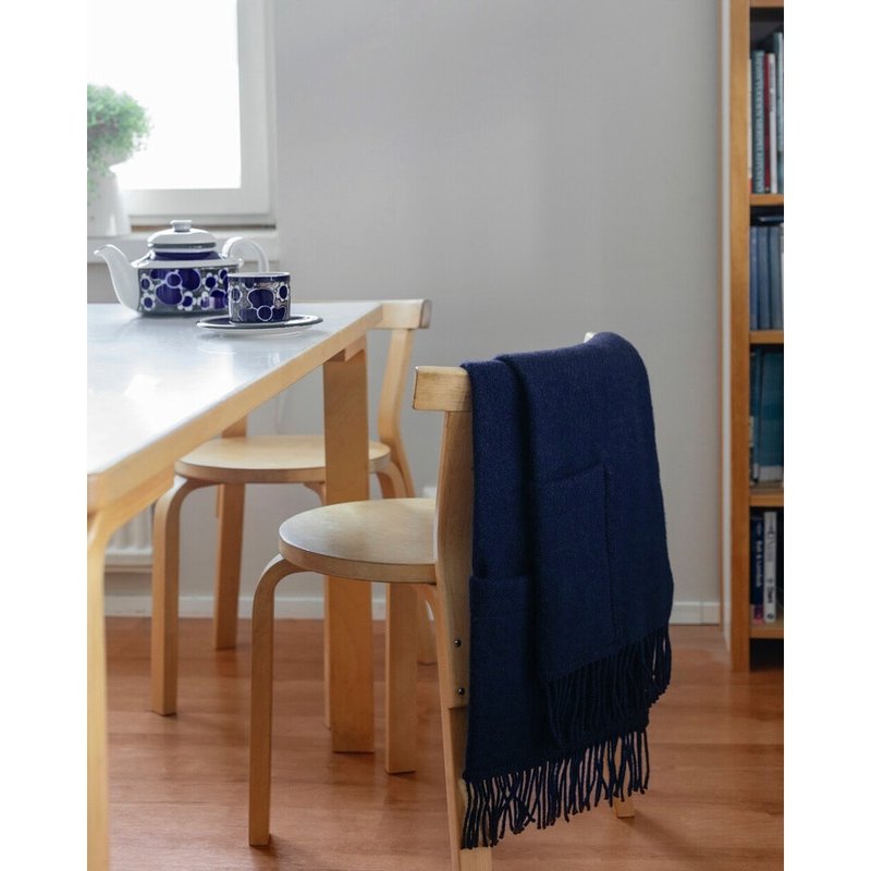 UNI羊毛口袋披肩 (暗夜蓝) - 围巾/披肩 - 羊毛 蓝色