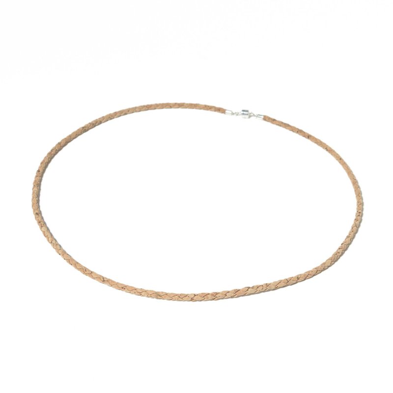 S925饰品 编织软木皮革项链 - 锁骨链 - 软木/水松木 咖啡色
