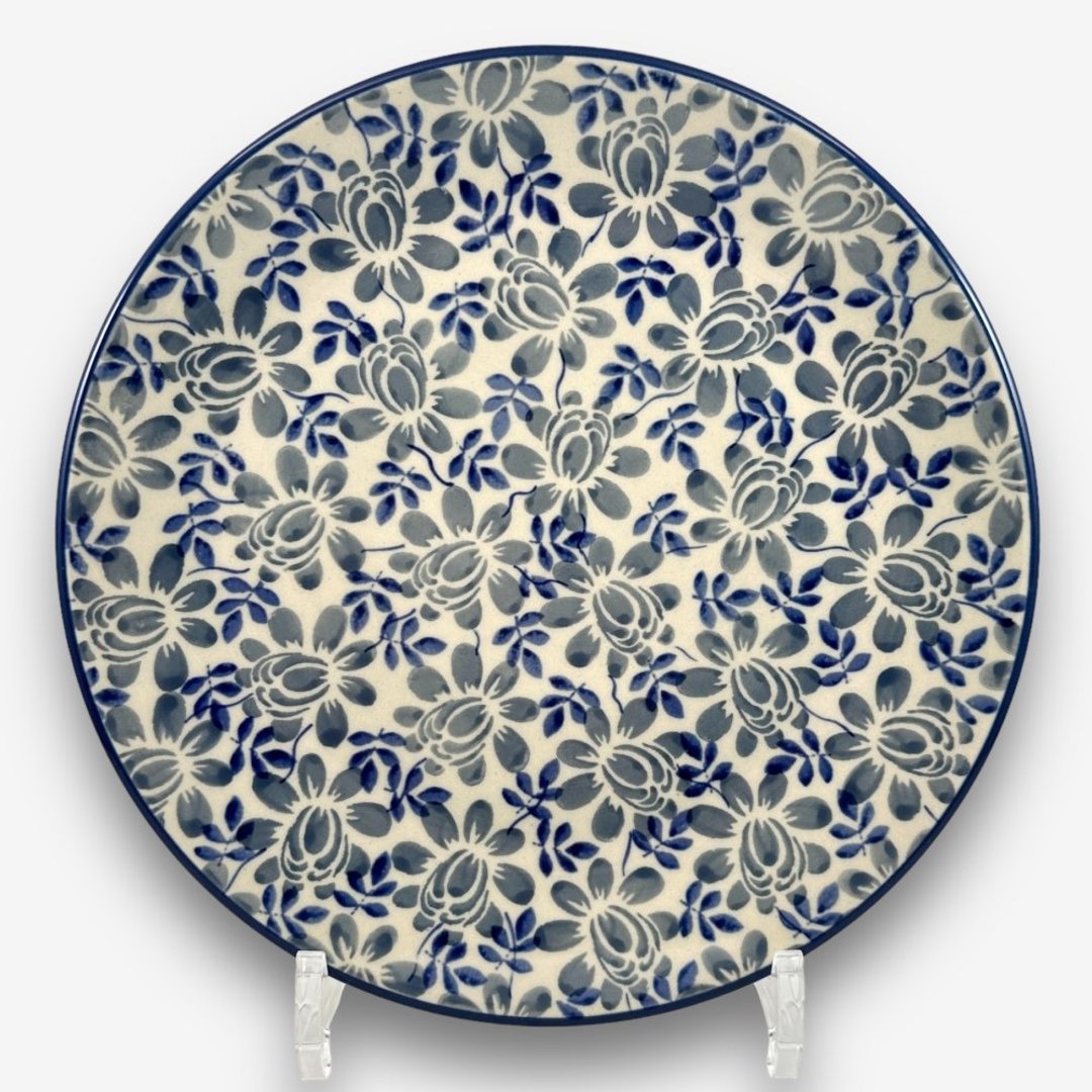 波兰手绘手工陶-圆盘 21cm 一抹蓝彩系列 设计师款 - 盘子/餐盘/盘架 - 陶 蓝色