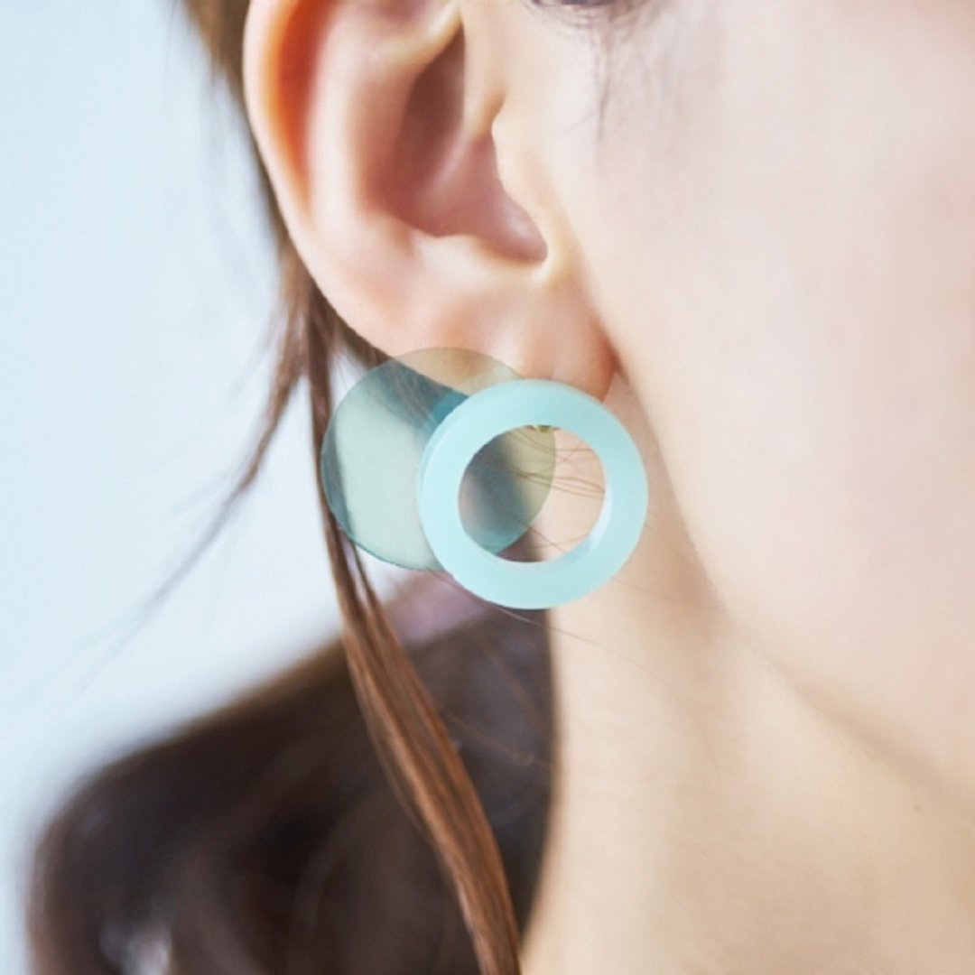 Candy Ring || Earrings / Clip-On || Muscat - 耳环/耳夹 - 压克力 绿色