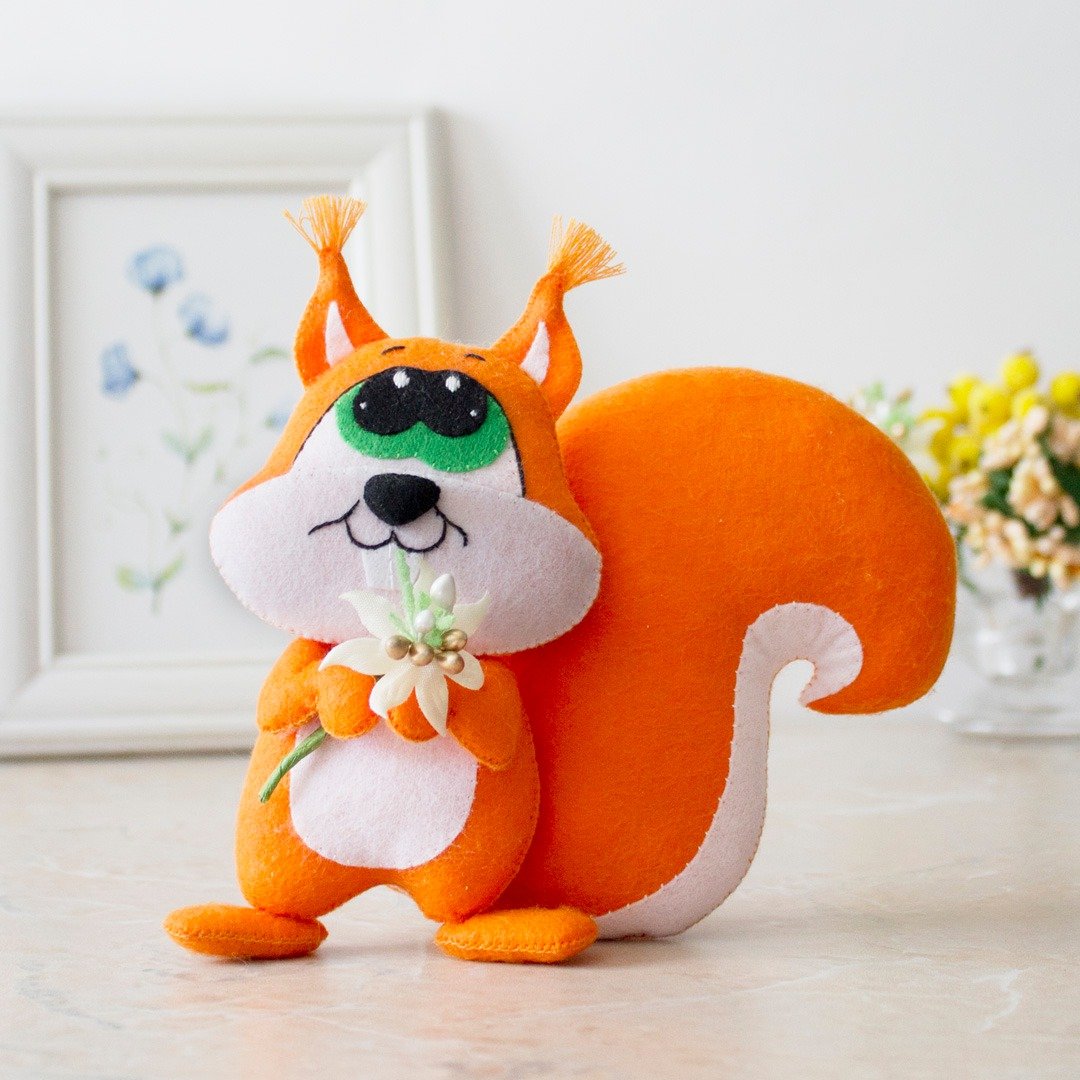 Squirrel sewing pattern PDF tutorial, Digital product, Squirrel ornament - 编织/刺绣/羊毛毡/裁缝 - 其他材质 多色