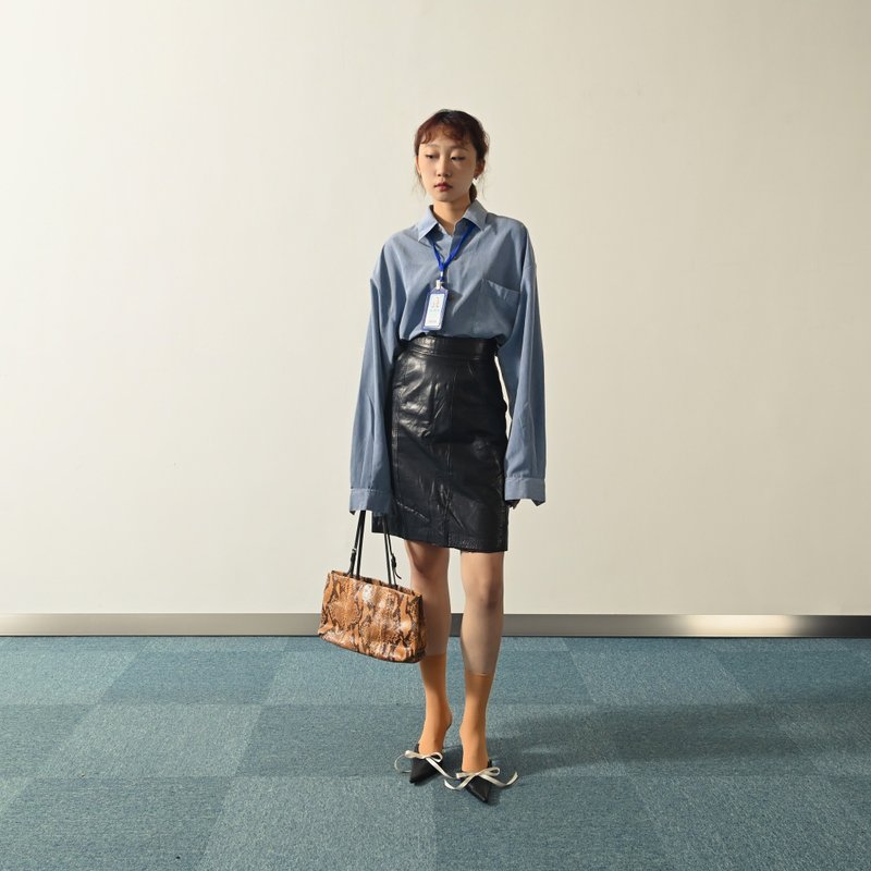 【NaSuBi Vintage】经典版型宽松古着衬衫 - 女装衬衫 - 其他人造纤维 蓝色