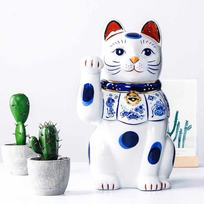 药师窑招财猫 日本进口染锦景泰蓝色招福大号摆件 开业乔迁送礼物 - 摆饰 - 陶 