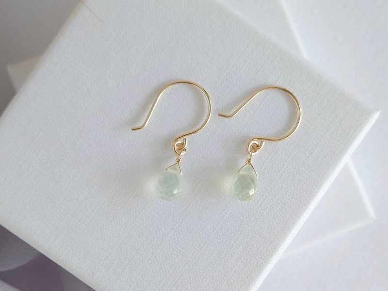 葡萄石Prehnite天然石耳环|14kgf|通勤|气质|清新|森林系 - 耳环/耳夹 - 半宝石 