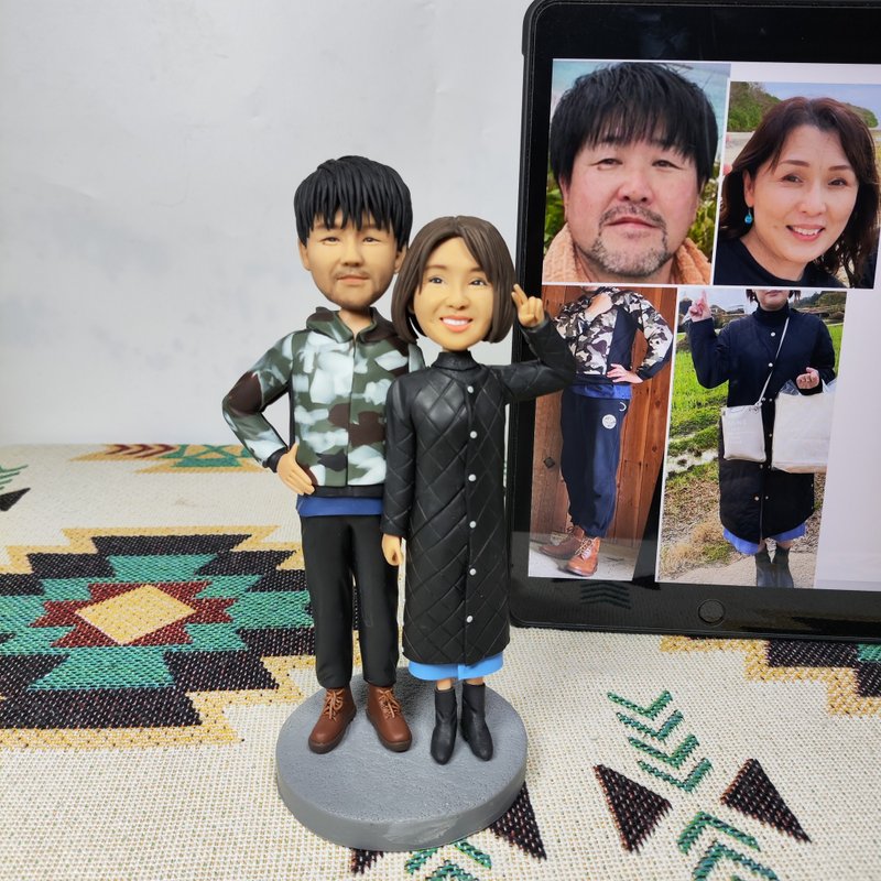 情侣 恋人 周年纪念日礼物订制 订制化 双人 人偶 公仔 似颜绘 - 玩偶/公仔 - 粘土 多色