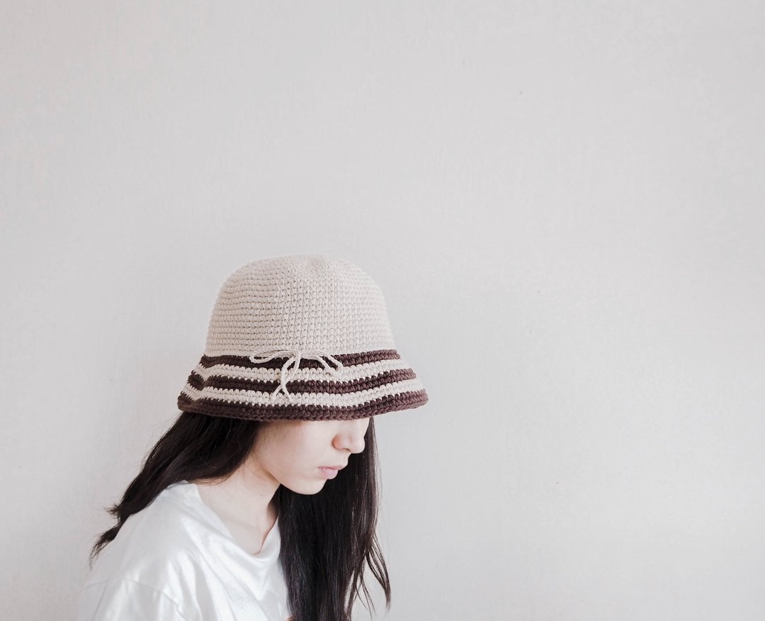 knitted bucket hat - 帽子 - 其他材质 卡其色