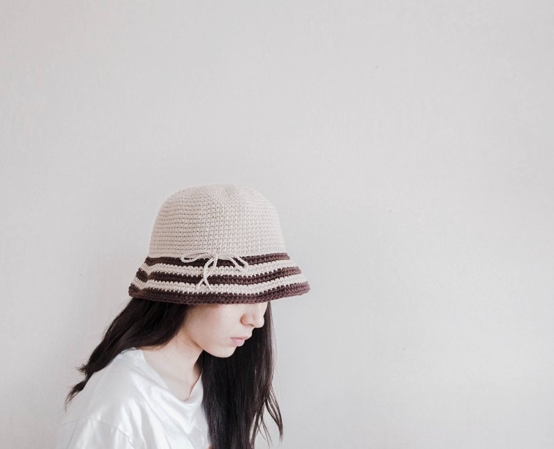 knitted bucket hat - 帽子 - 其他材质 卡其色