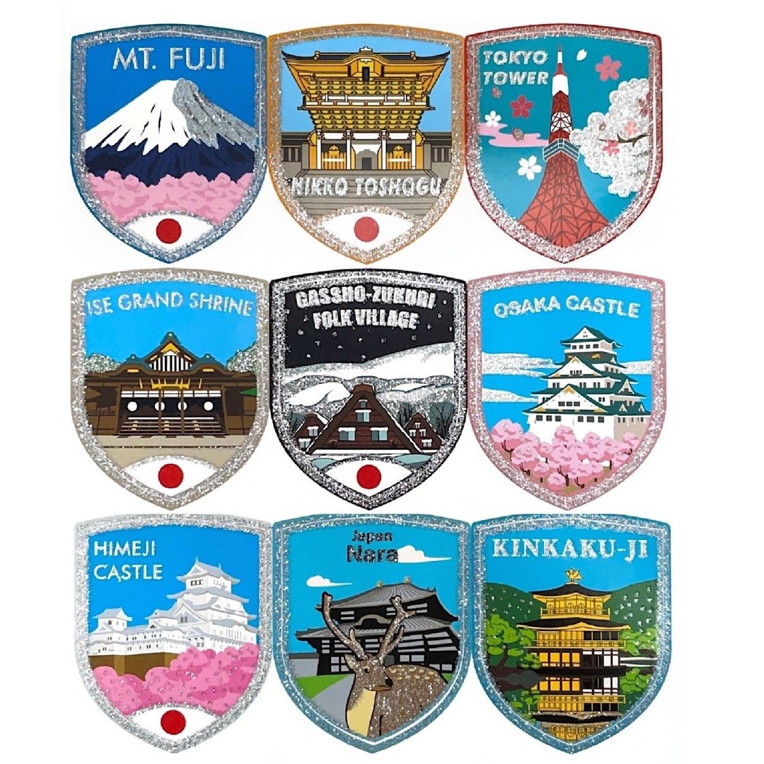 环游世界系列顶级质感 日本主题贴纸9入 东京铁塔贴纸 大阪城 - 贴纸 - 纸 多色