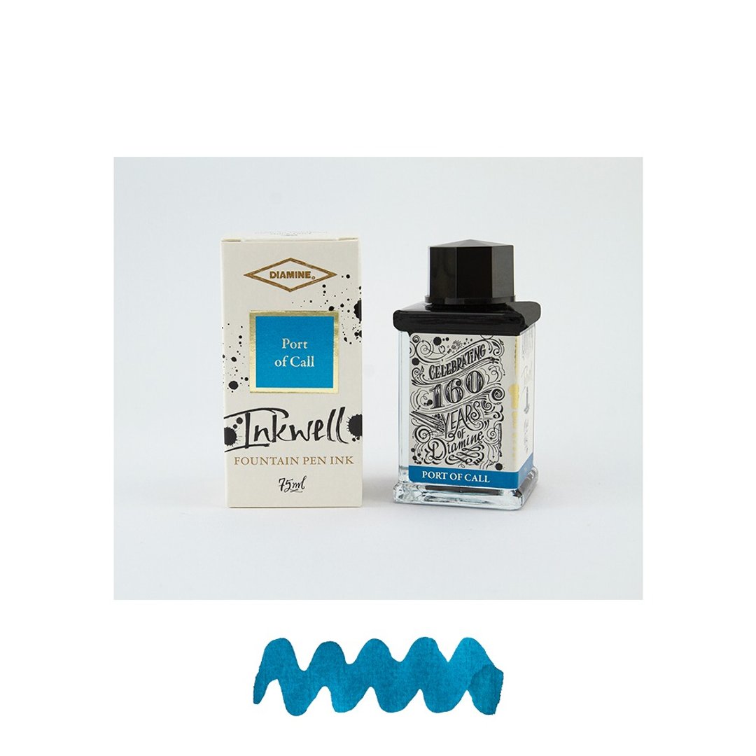 Diamine 160周年钢笔墨水 - 港口 (Port of Call) - 75ml - 墨水 - 玻璃 蓝色