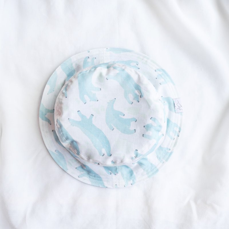 夏日双面渔夫帽系列 | 冰块北极熊 - 帽子 - 棉．麻 白色