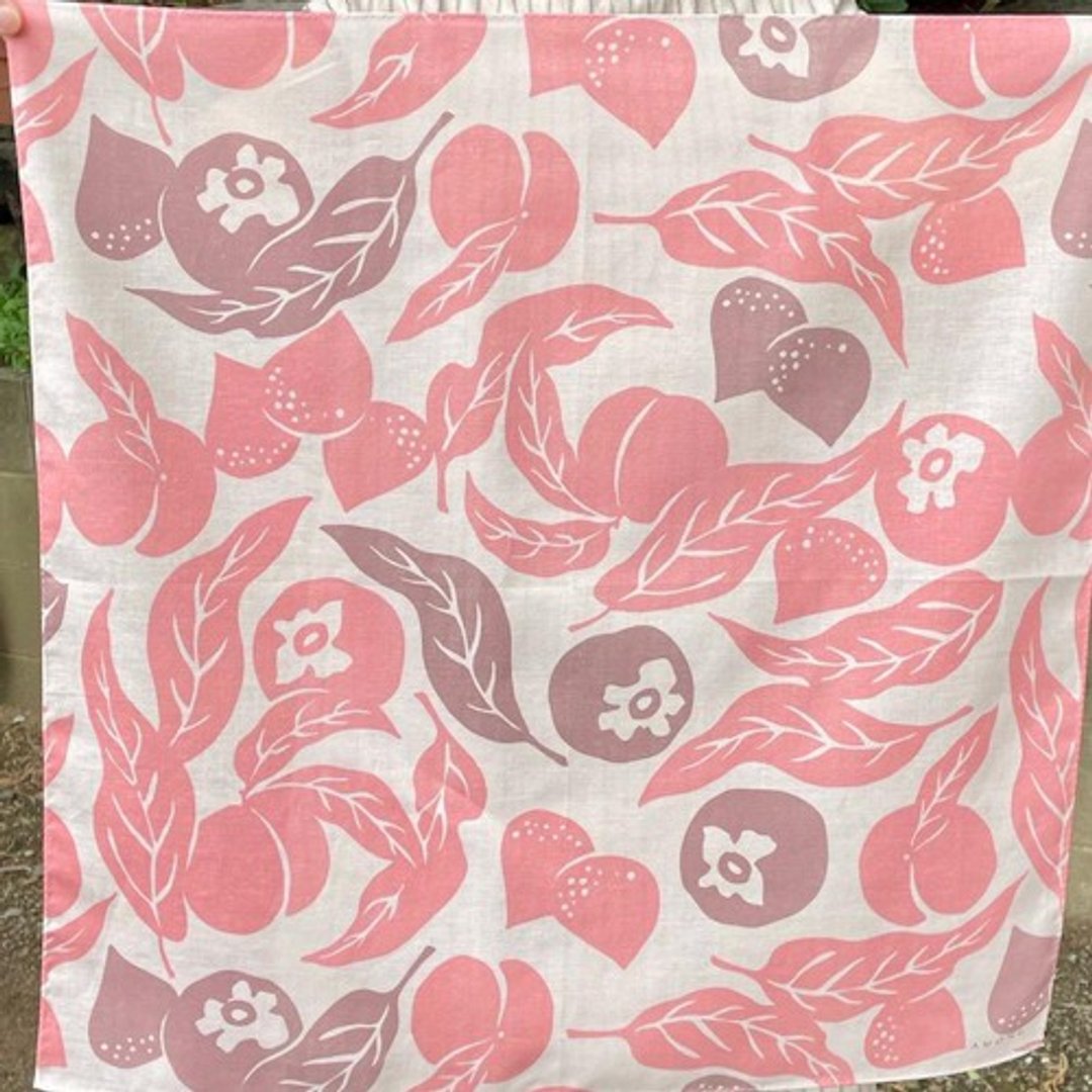 Cotton Linen handkerchief Momokuri 3 years Kaki 8 years hug - 手帕/方巾 - 棉 粉红色