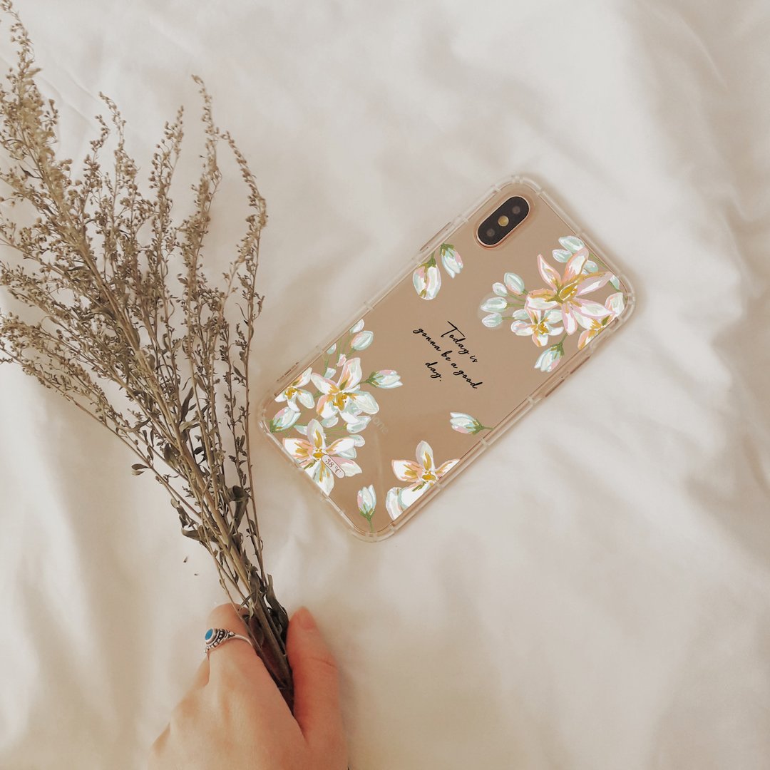 Samsung S20 茉莉花格言手机壳 iPhone 8 Plus - 手机壳/手机套 - 塑料 粉红色