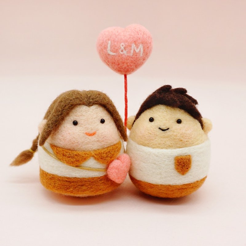 情人节结婚礼物婚礼羊毛毡情侣礼物摆饰钥匙圈别针冰箱贴圣诞礼物 - 钥匙链/钥匙包 - 羊毛 卡其色