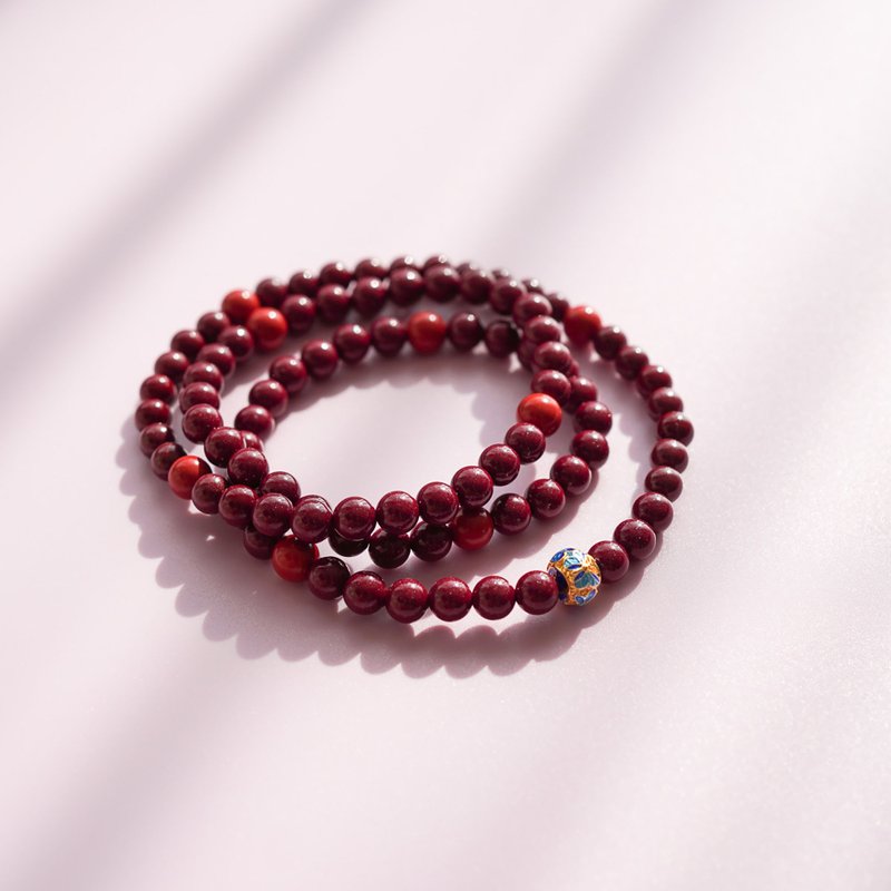 天然原矿转运紫晶朱砂帝王朱砂蓝珐琅隔珠14KGF手链 - 手链/手环 - 水晶 