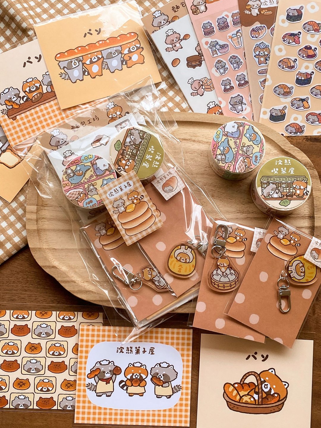 【福袋】浣熊菓子屋/和纸胶带优惠组 - 贴纸 - 纸 多色