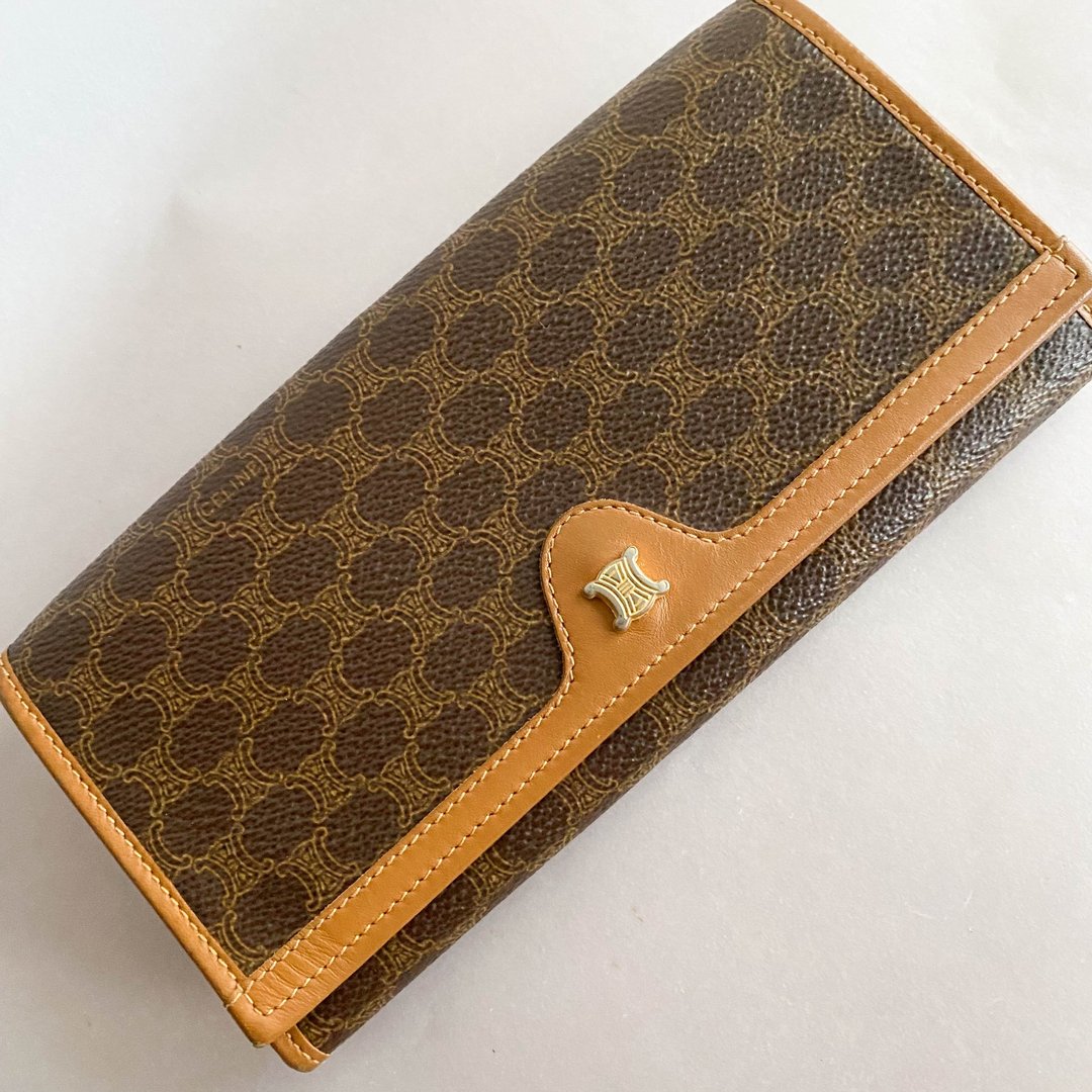 中古Celine赛琳│古着│钱包│长银包│长夹│零钱包│卡片套 - 皮夹/钱包 - 真皮 咖啡色