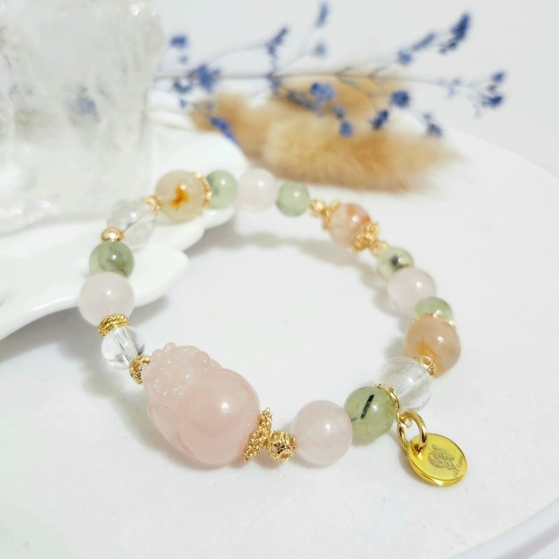 贪恋樱花的吞钱兽/助事业运、招桃花之水晶 - 手链/手环 - 水晶 粉红色