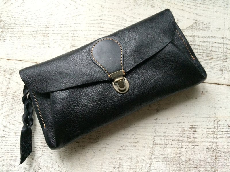 Genuine leather wallet "series-envelope" black - 皮夹/钱包 - 真皮 黑色