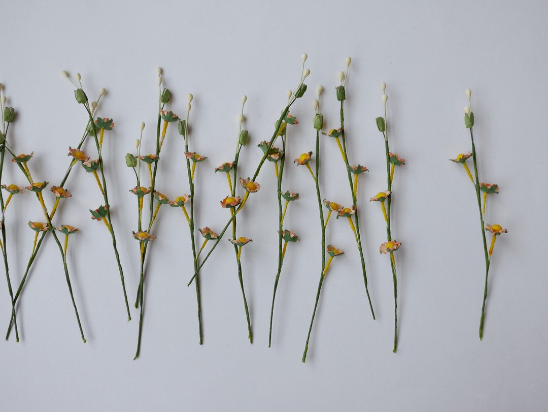 纸花，DIY雏菊材料，花蕊15束，1.5厘米。蜜桃刷色 - 其他 - 纸 橘色