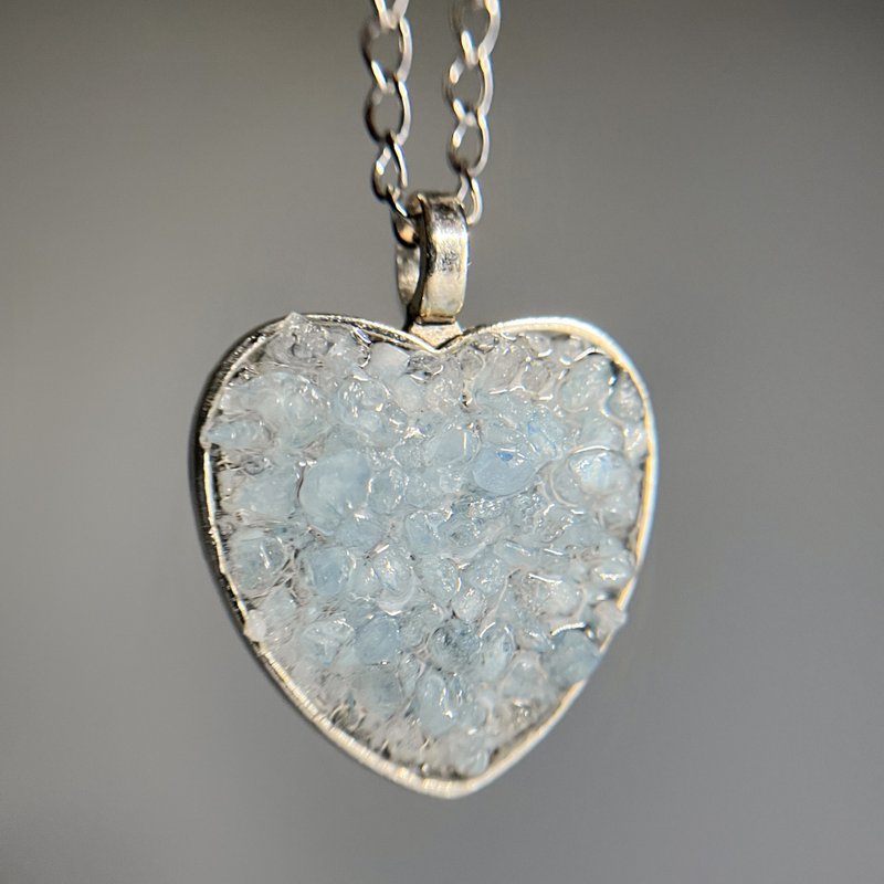 双鱼座海蓝宝石心形项链 – 三月诞生石，致她的意义非凡礼赠 - 项链 - 石头 蓝色