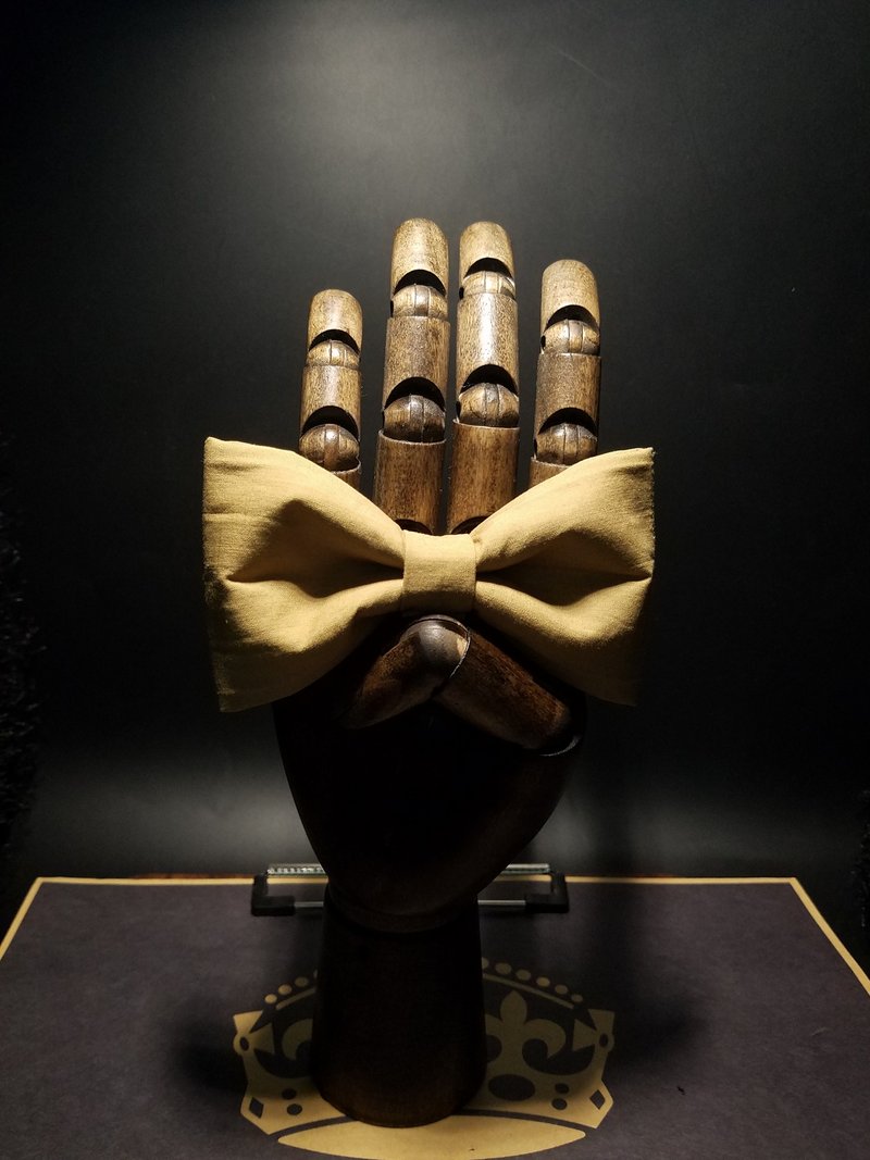 姜黄色领结蝴蝶结复古英伦风领饰 - 领带/领带夹 - 棉．麻 黄色