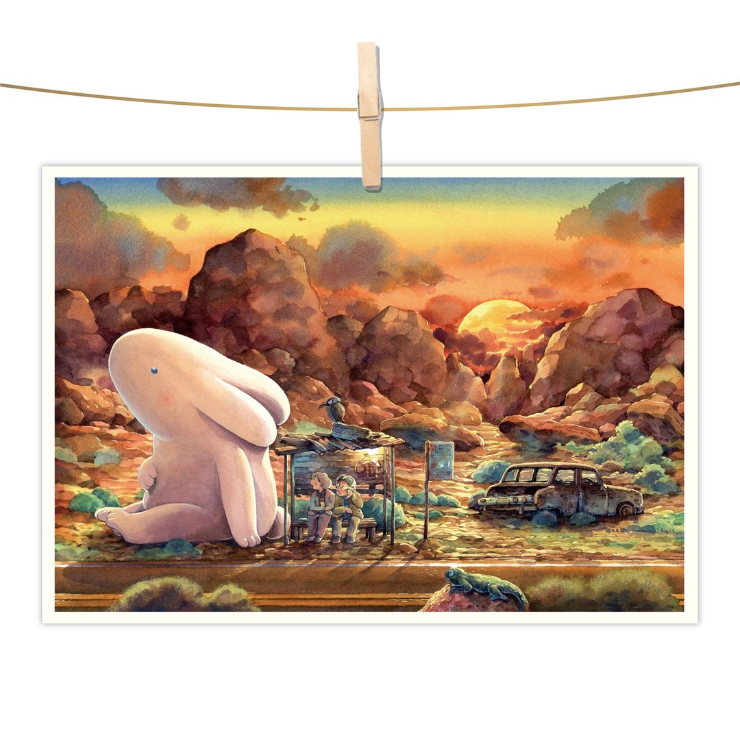 afu水彩插画明信片 - 永恒的旅途 - 卡片/明信片 - 纸 橘色